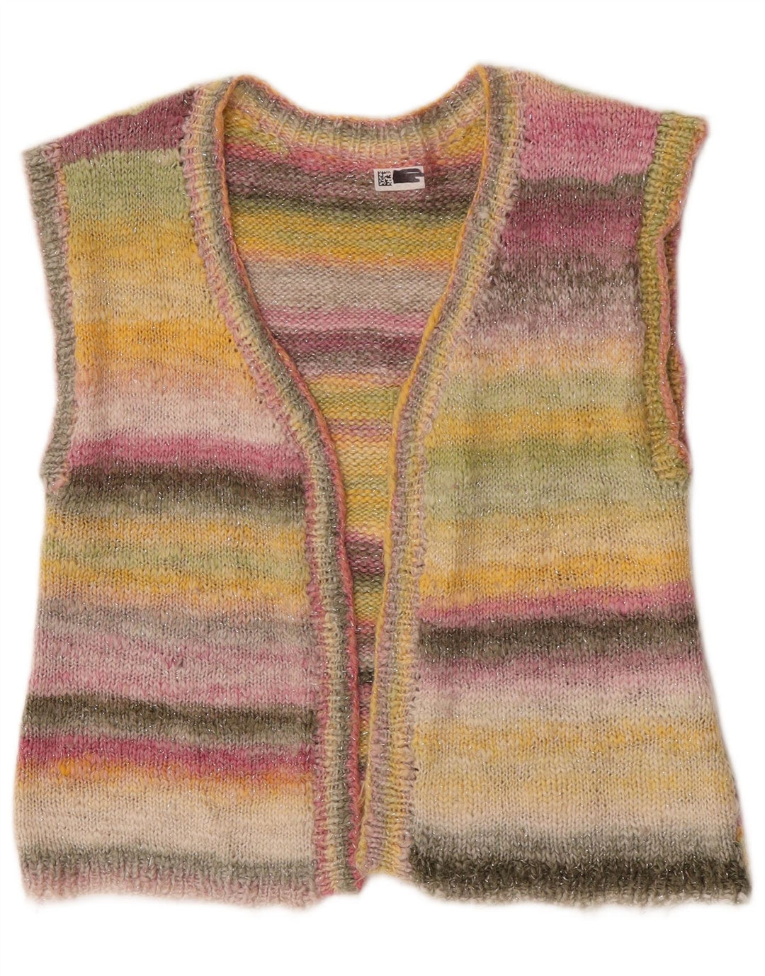 Vintage damski sweter bez rękawów, UK 14, średni, wielobarwny