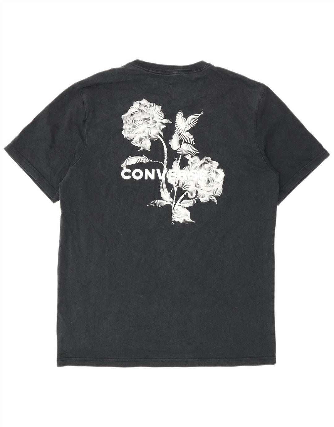 Converse Męski T-shirt z grafiką, duży, czarny, bawełniany