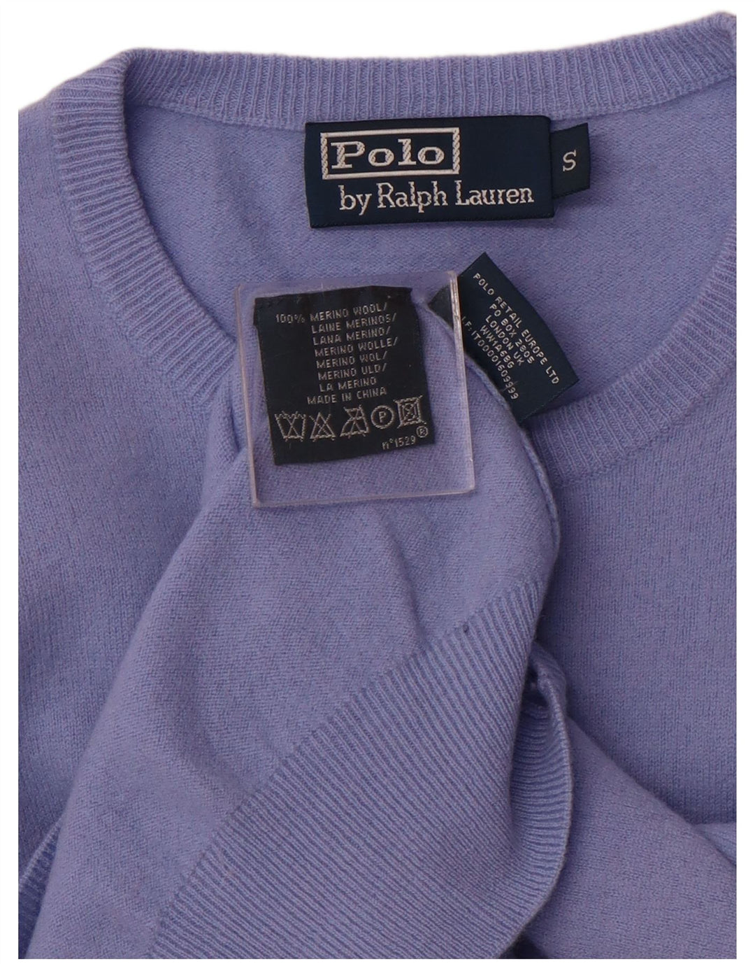 POLO RALPH LAUREN Męski sweter z okrągłym dekoltem, mały, fioletowy, z wełny merynosów