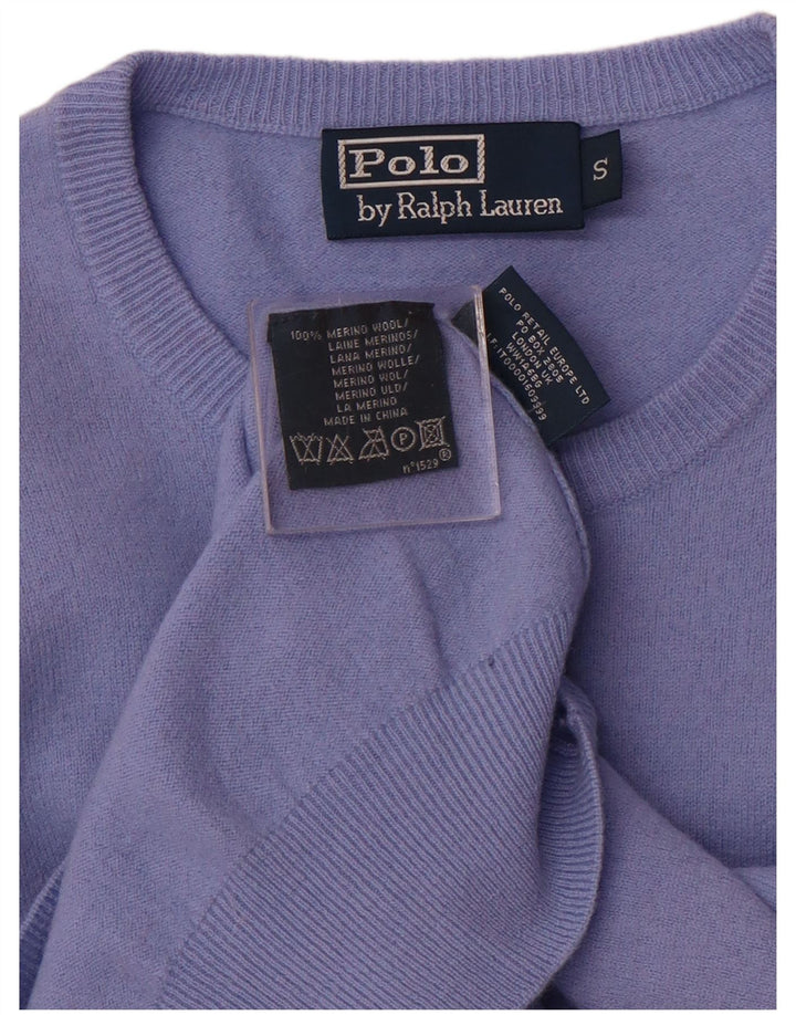 POLO RALPH LAUREN Męski sweter z okrągłym dekoltem, mały, fioletowy, z wełny merynosów