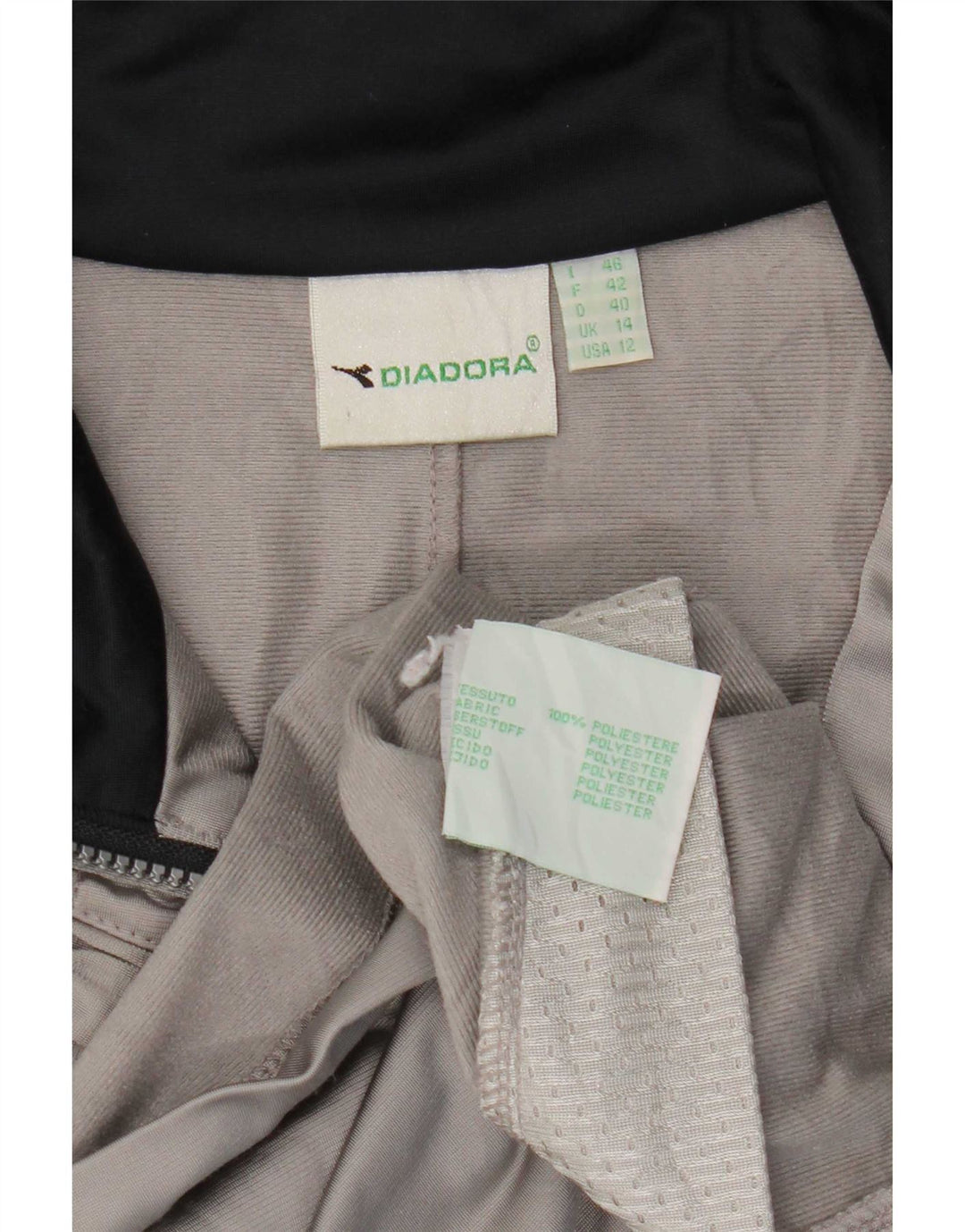 Damska bluza dresowa typu oversize Diadora UK 14, duża, szara, z blokami kolorów