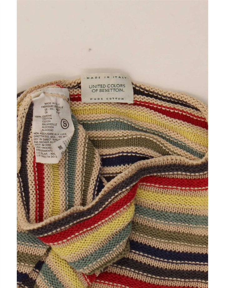 Damski sweter z dekoltem w łódkę Benetton UK 10, mały, wielokolorowy