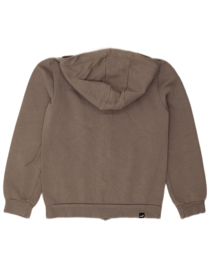 PUMA Boys Zip Hoodie Sweater 9-10 Years Grey Cotton