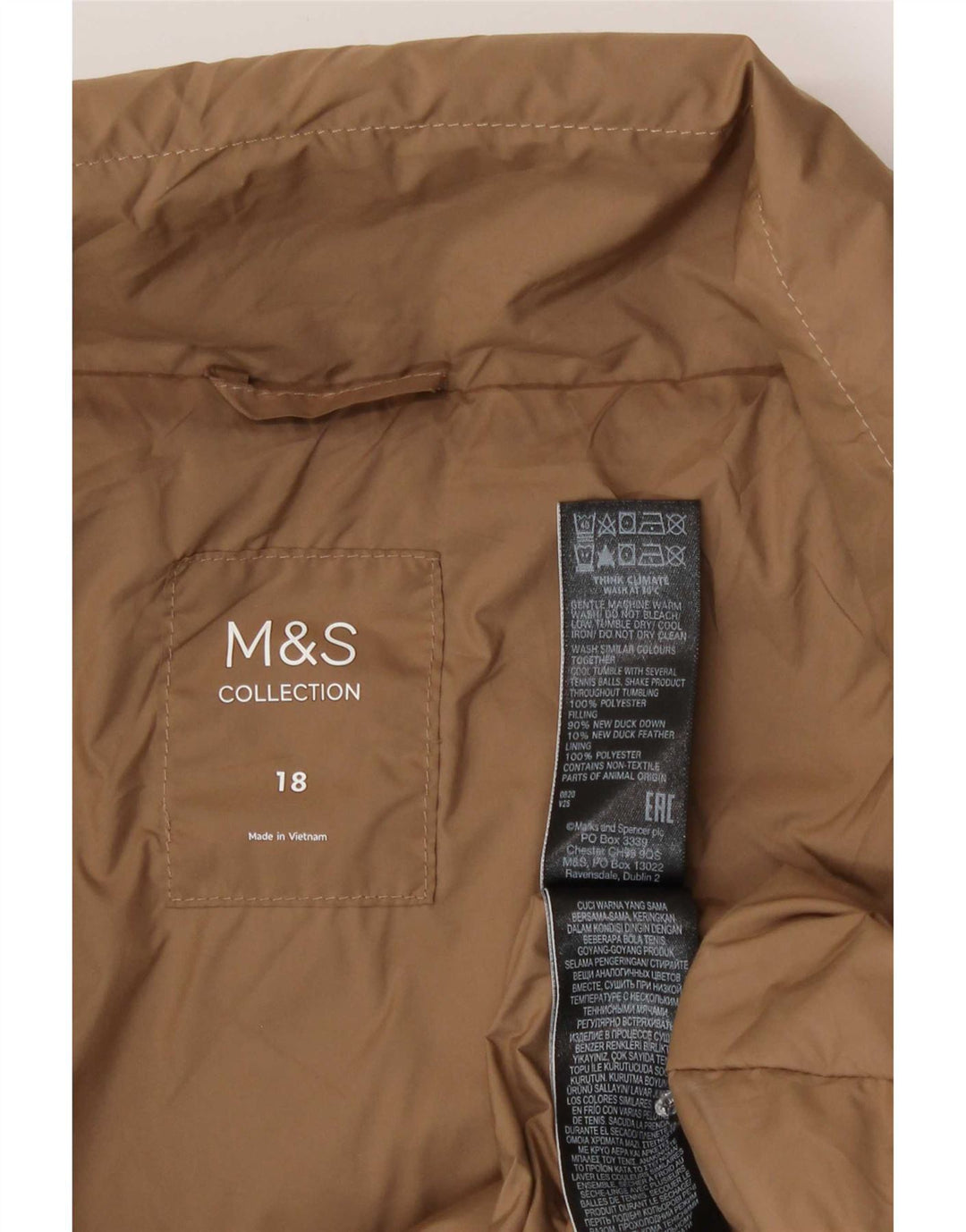 Marks & Spencer Damski płaszcz ocieplany UK 18 XL, beżowy, poliester