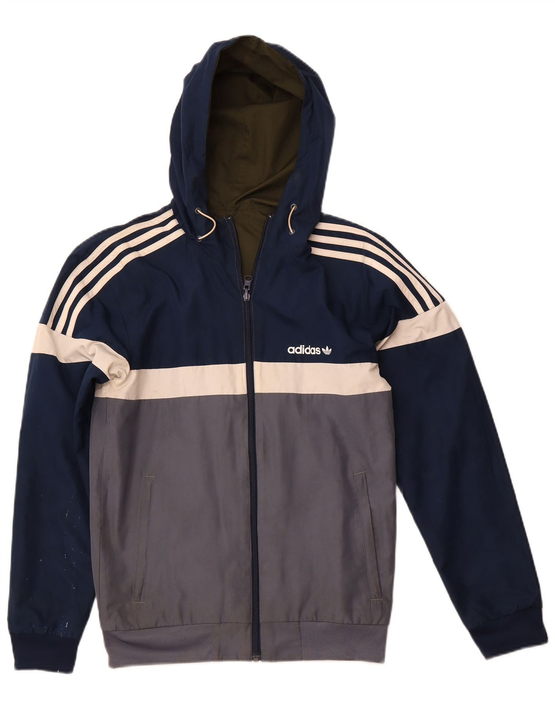 ADIDAS Męska dwustronna bluza dresowa z kapturem XS Khaki Poliester