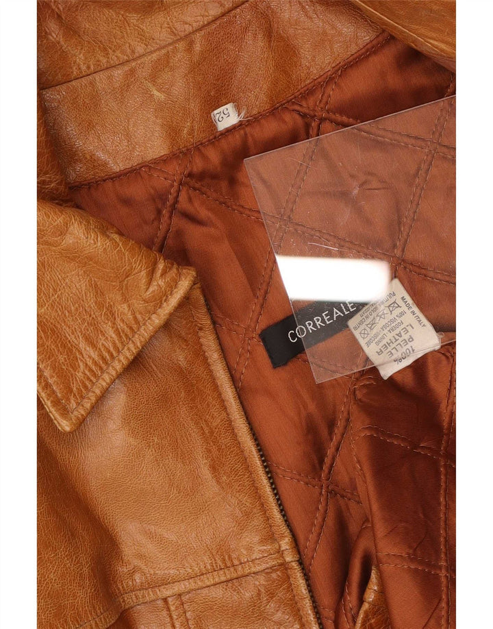 Vintage męska skórzana kurtka IT 52 XL brązowa