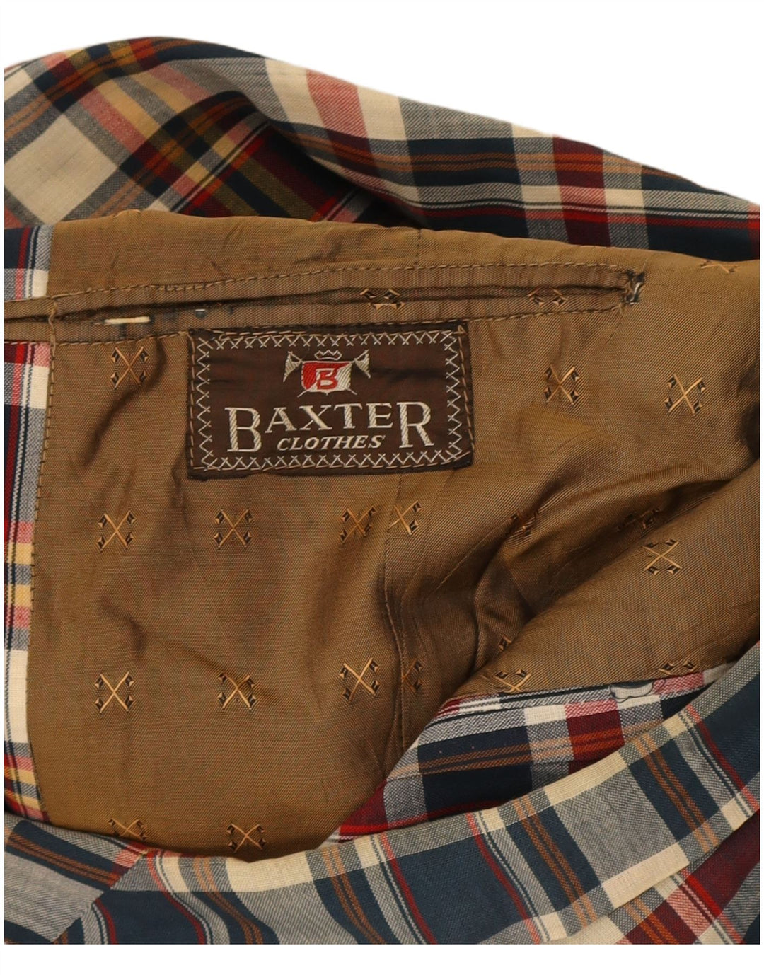 Męska marynarka zapinana na 3 guziki Baxter UK 38, średnia, wielobarwna kratka