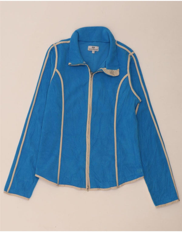 Damska kurtka polarowa SERGIO TACCHINI UK 14, duże, niebieskie paski, poliester