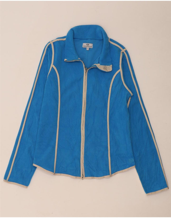 Damska kurtka polarowa SERGIO TACCHINI UK 14, duże, niebieskie paski, poliester