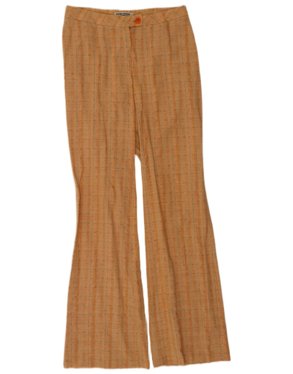 Vintage damskie spodnie garniturowe Bootcut IT 42 Medium W28 L34 Pomarańczowa kratka