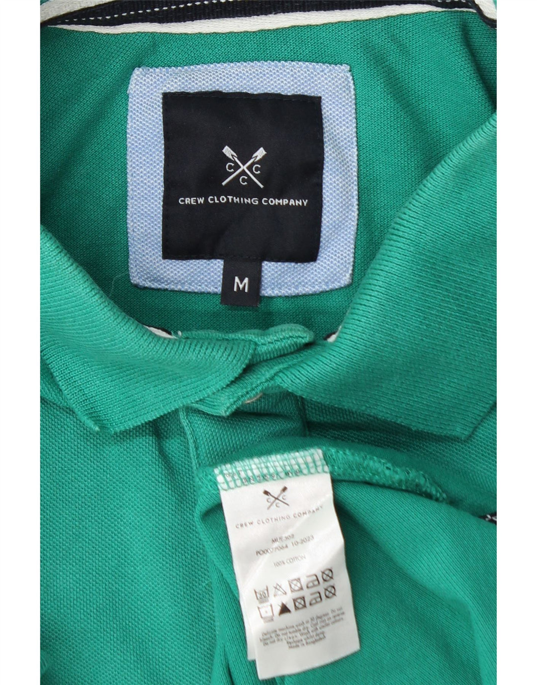 CREW CLOTHING Męska koszulka polo Średnio zielona bawełna