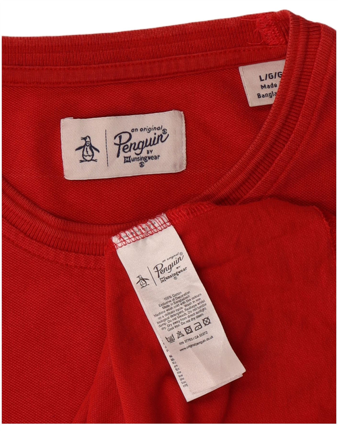 PENGUIN Mens Grant Fit T-Shirt Top Large Red Cotton