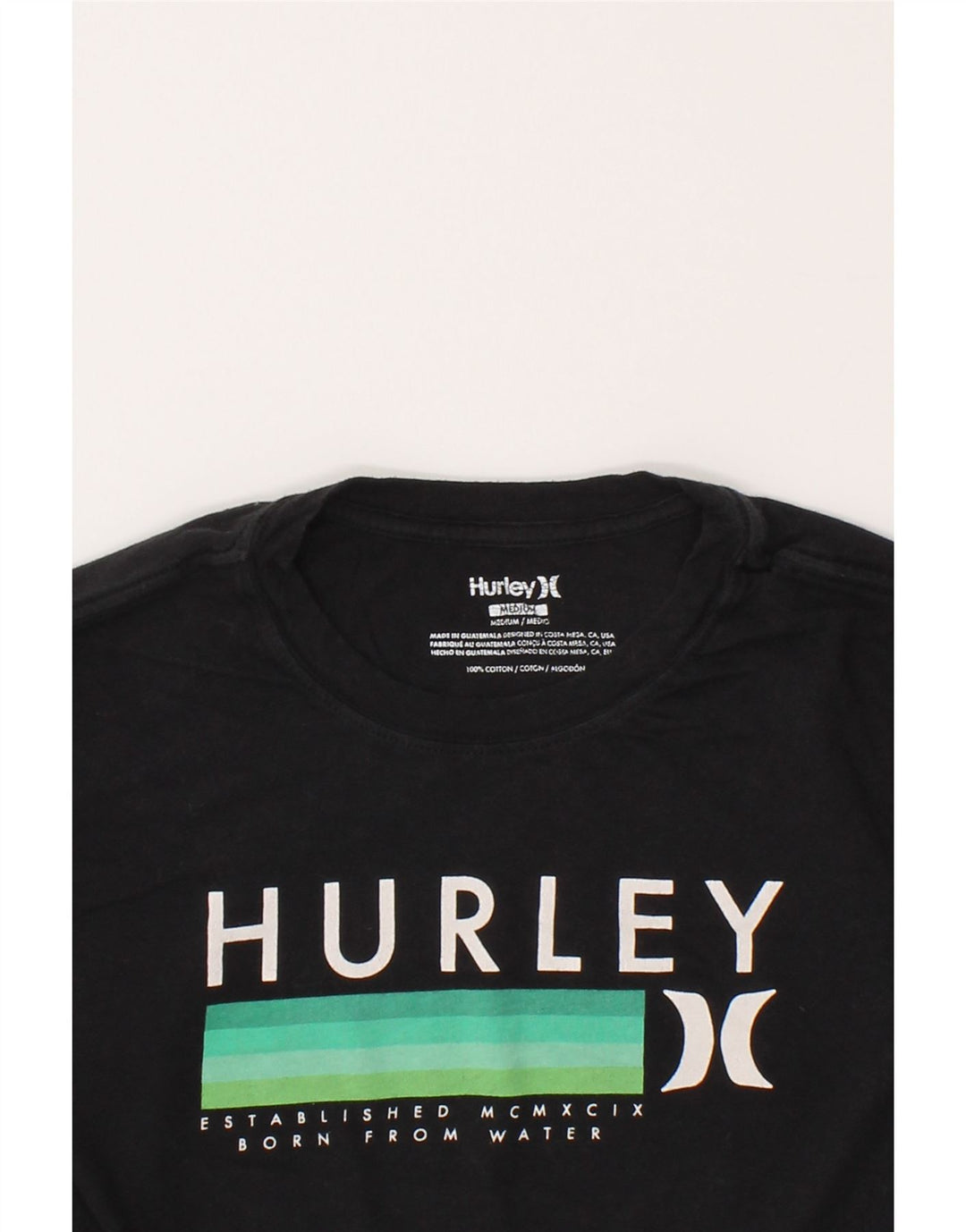 HURLEY Mens Graphic T-Shirt Top Medium Black Cotton Vintage Hurley and Second-Hand Hurley from Messina Hembry 