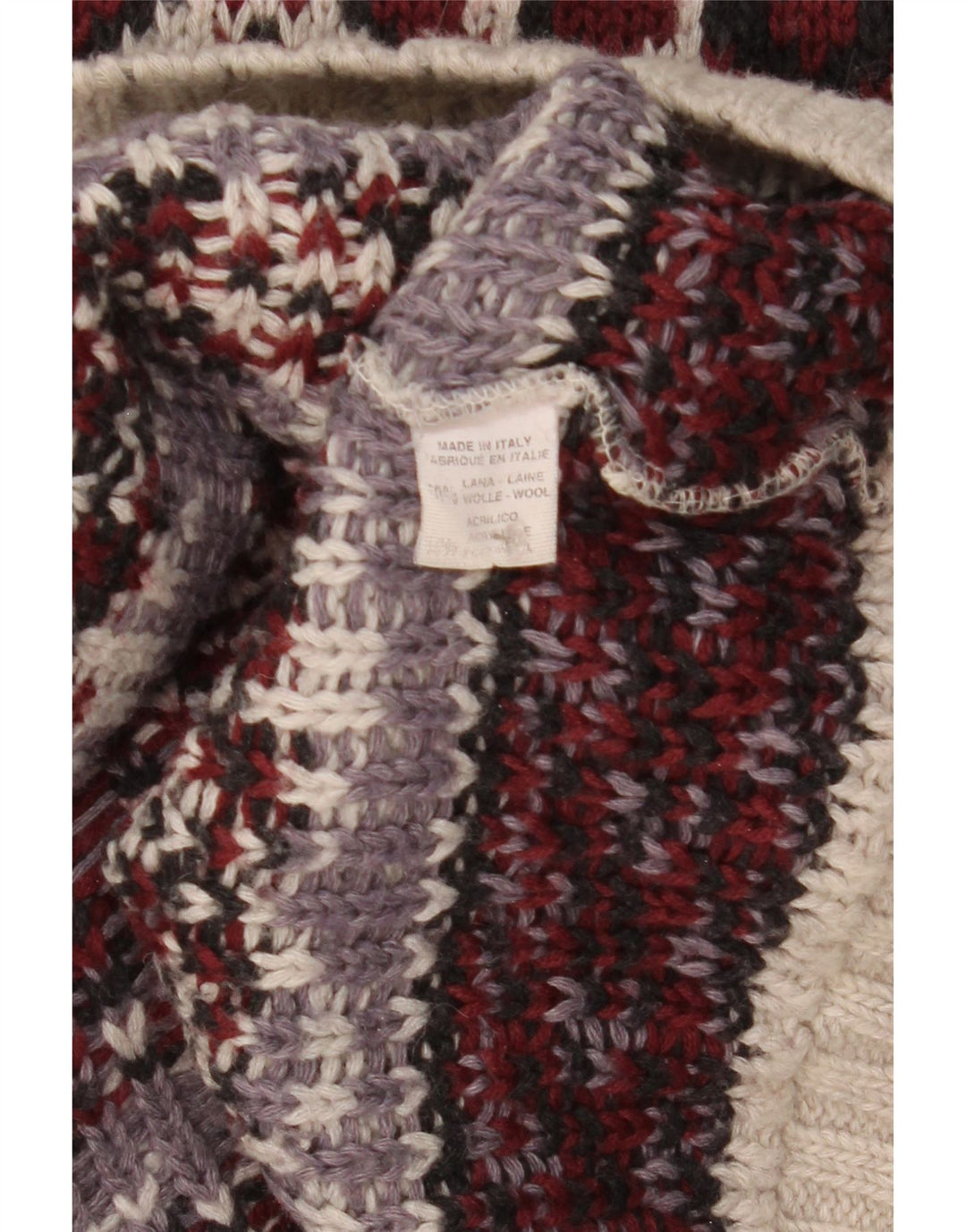 Sweter męski w stylu vintage z wywijanym dekoltem, średni, wielobarwny, wełniany Fair Isle