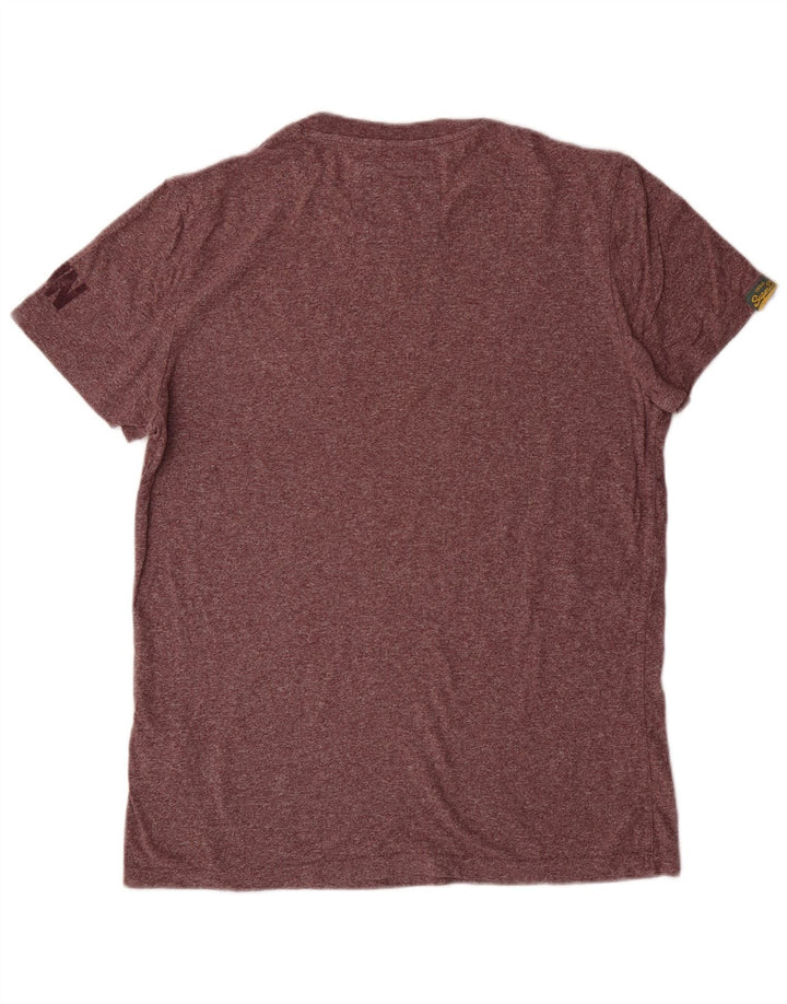 Damski T-shirt z grafiką Superdry, duży, bordowy, nakrapiany bawełniany