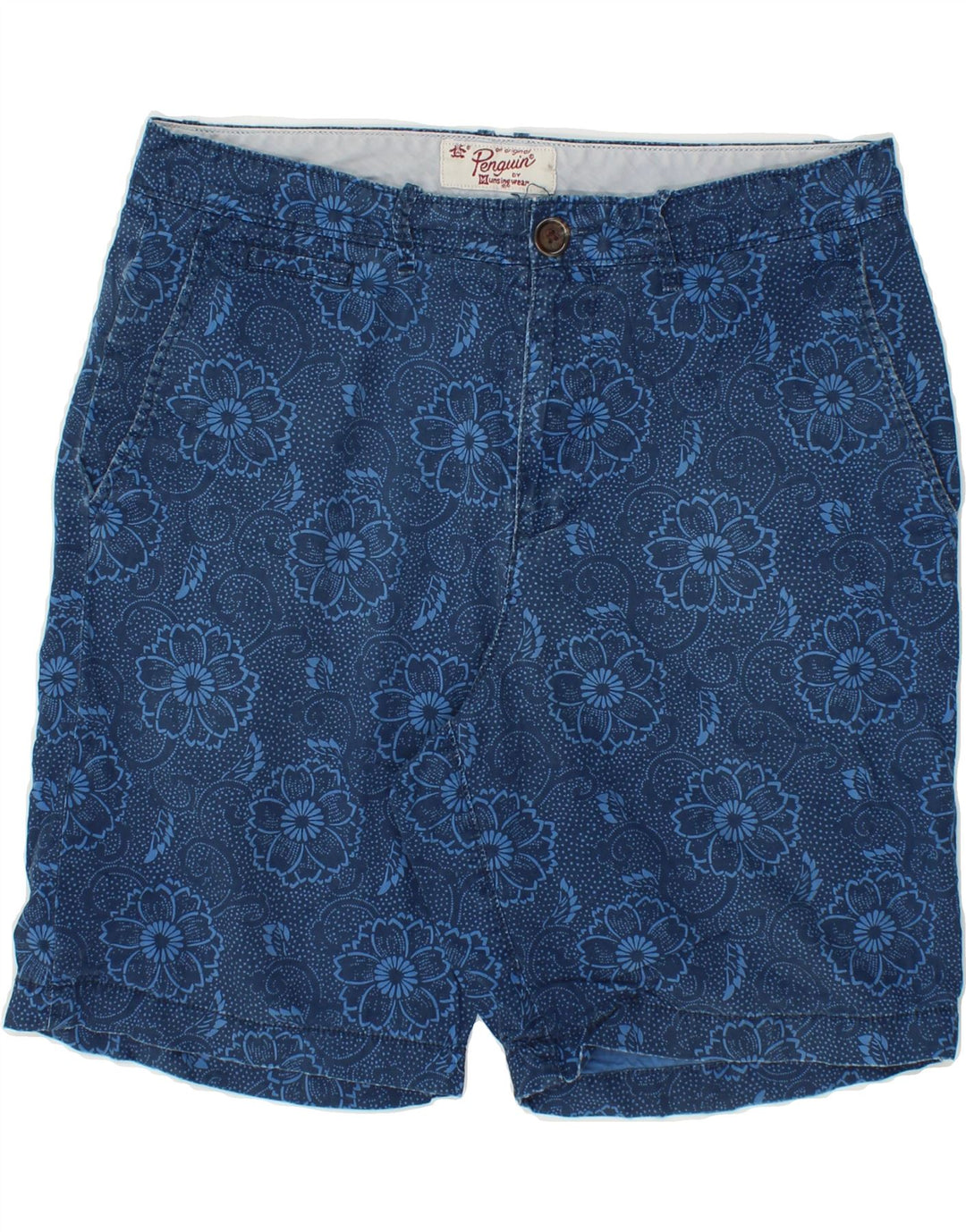 PENGUIN Mens Chino Trousers W32 Medium  Blue Floral Vintage Penguin and Second-Hand Penguin from Messina Hembry 