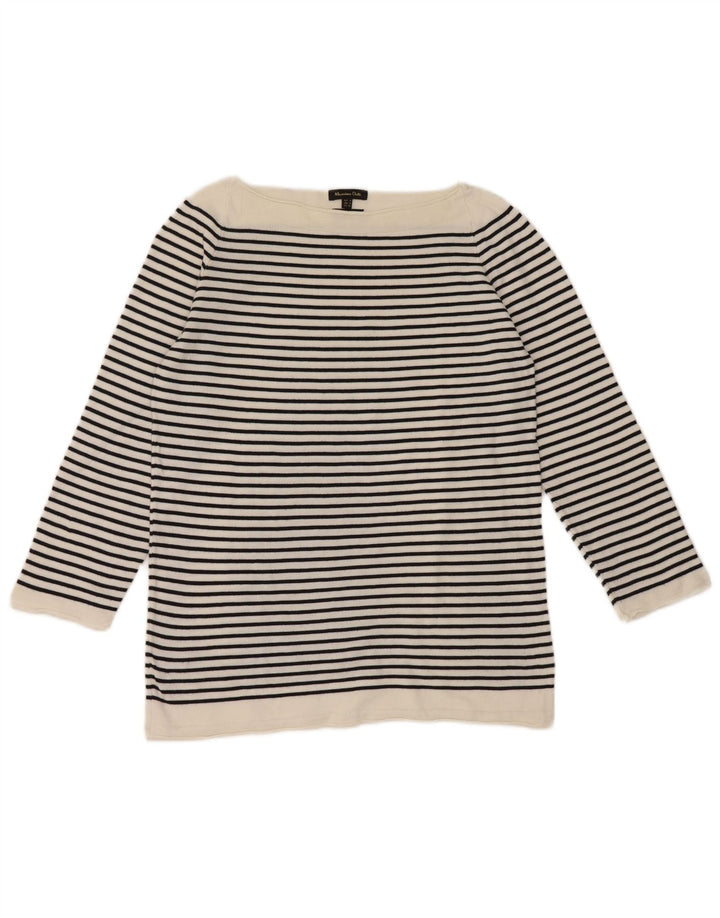 Damski top Massimo Dutti z rękawem 3/4, UK 12, średni, biały, w paski, morski