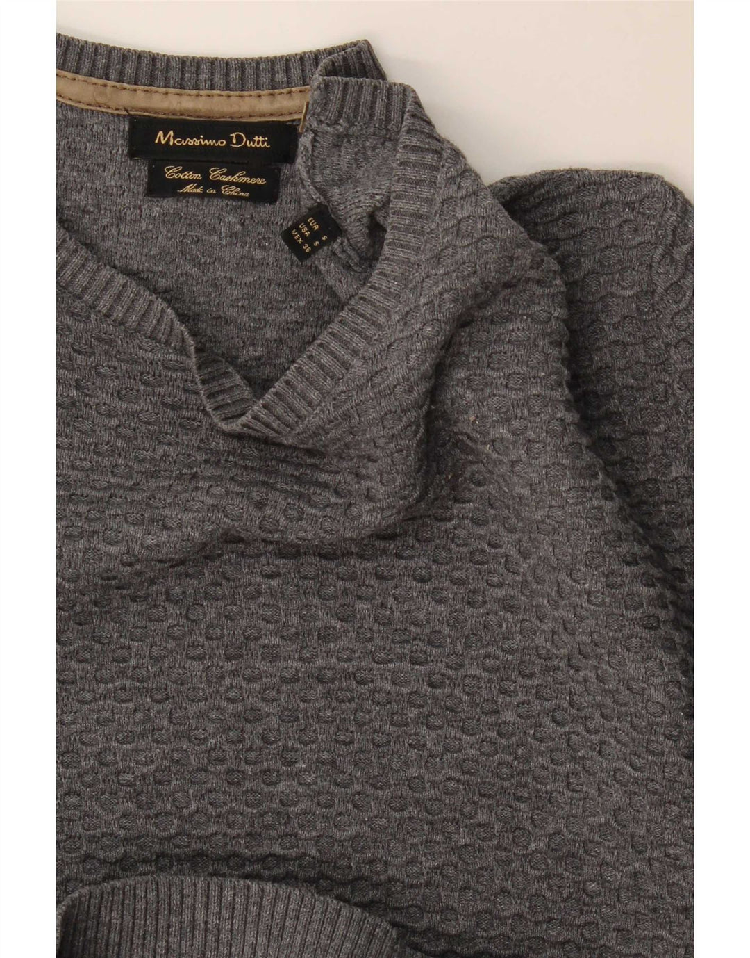 Męski sweter Massimo Dutti z dekoltem w łódkę, mały, szary, bawełniany