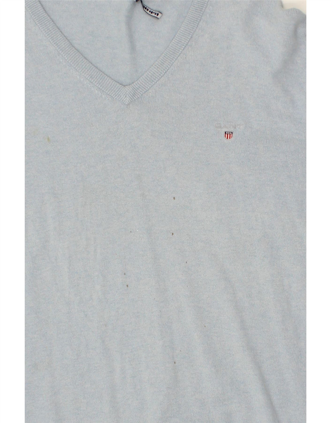 GANT Mens V-Neck Jumper Sweater XL Blue Cotton Vintage Gant and Second-Hand Gant from Messina Hembry 