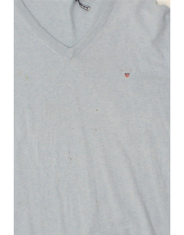GANT Mens V-Neck Jumper Sweater XL Blue Cotton Vintage Gant and Second-Hand Gant from Messina Hembry 