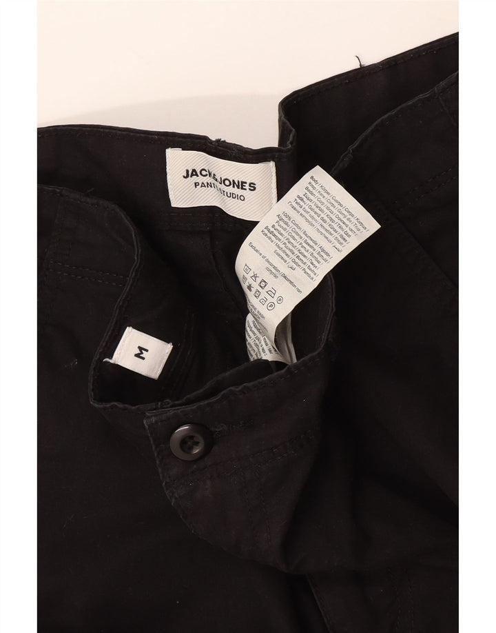 Męskie spodenki cargo Jack & Jones, średnie W32, czarne, bawełniane