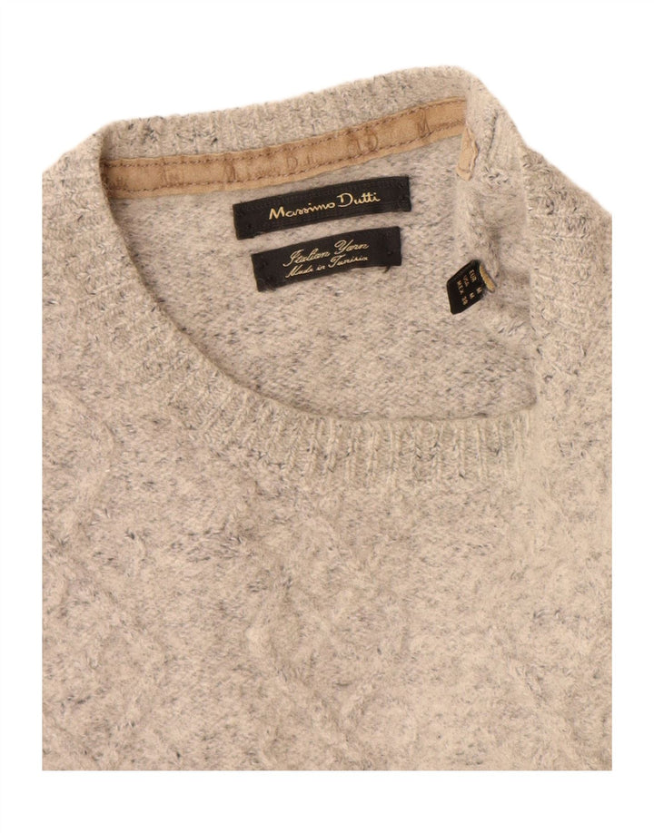 Męski sweter z okrągłym dekoltem Massimo Dutti, średnioszary