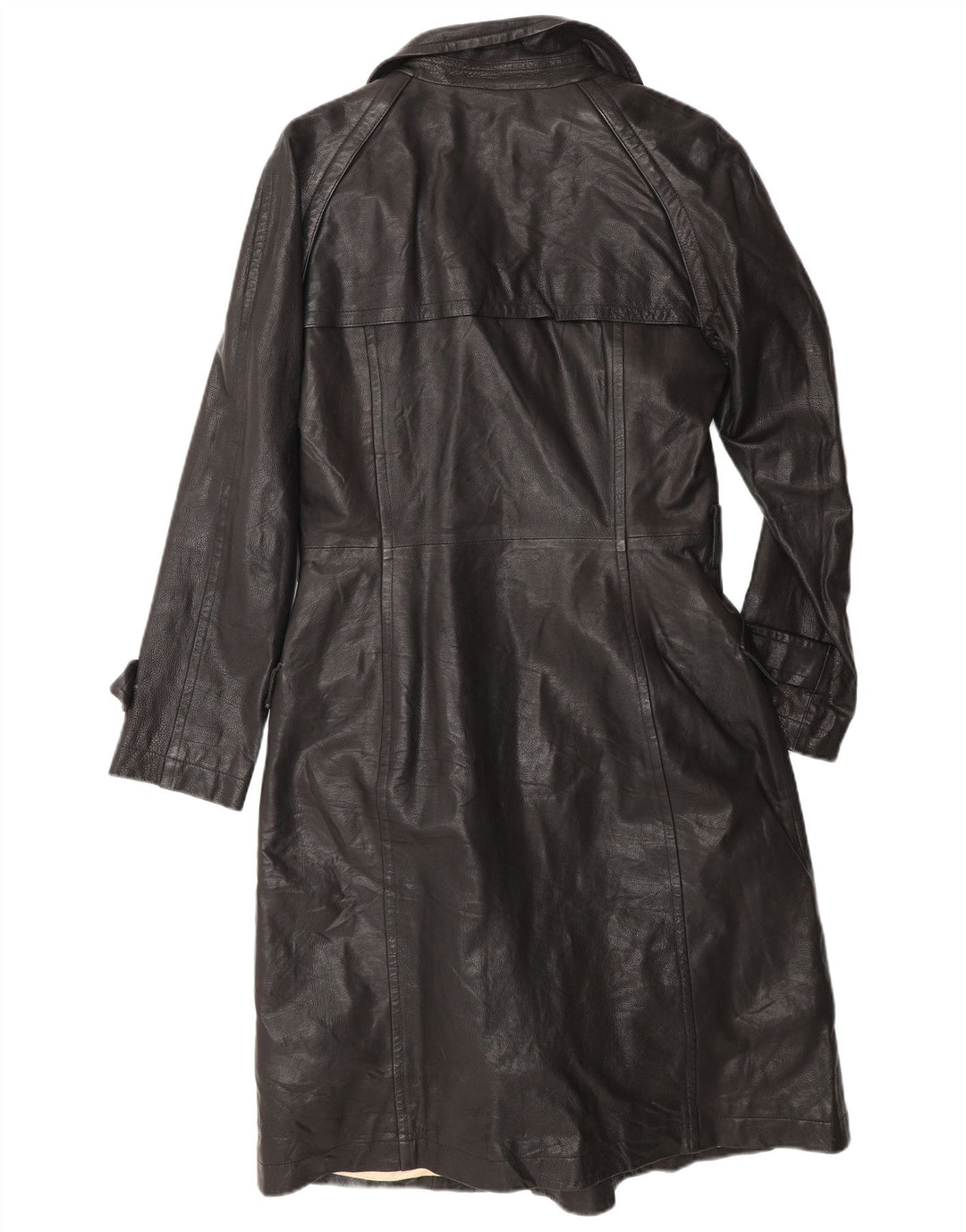 Damski płaszcz skórzany Bruno Magli z podwójnymi piersiami, UK 12, średnia czarna skóra