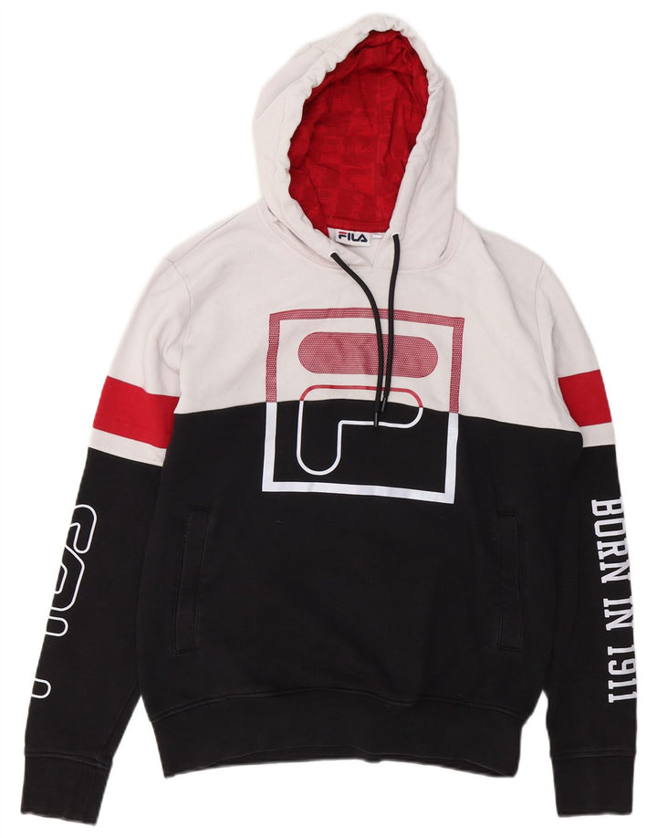 FILA Męska bluza z kapturem z grafiką XS, czarna, bawełniana z blokami kolorów