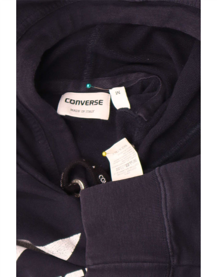 Męski sweter z kapturem Converse z grafiką, średni granatowy, bawełniany