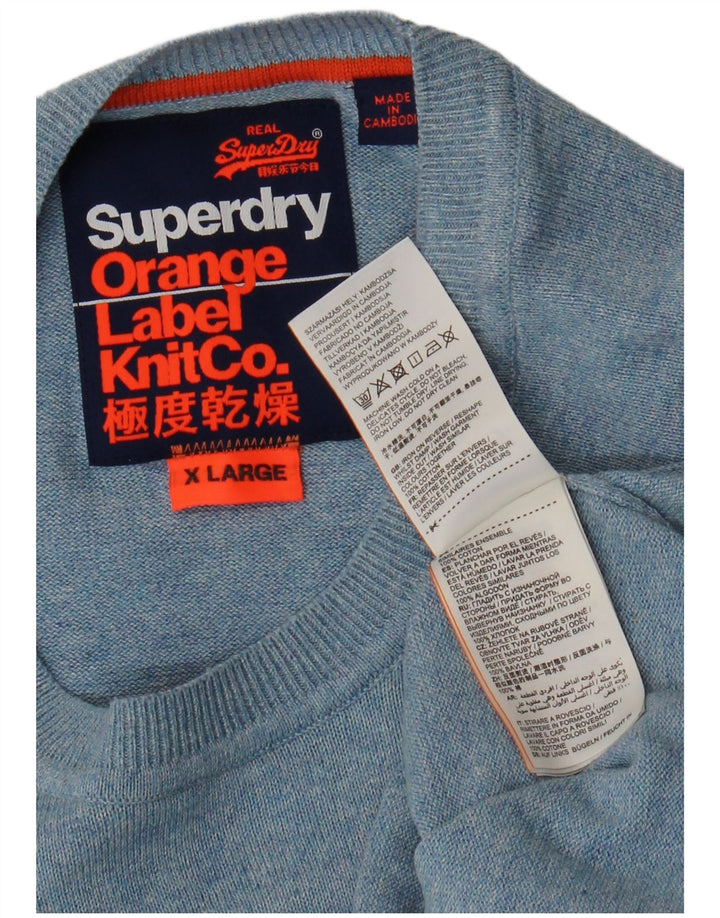 SUPERDRY Damski sweter z dekoltem w łódkę UK 18 XL, niebieski, bawełniany w plamki