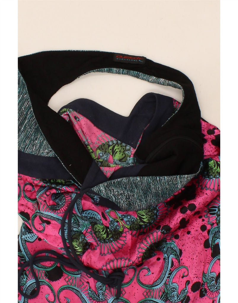 CUSTO BARCELONA Womens Abstract Pattern Halter Dress UK 8 Small Pink Vintage Custo Barcelona and Second-Hand Custo Barcelona from Messina Hembry 