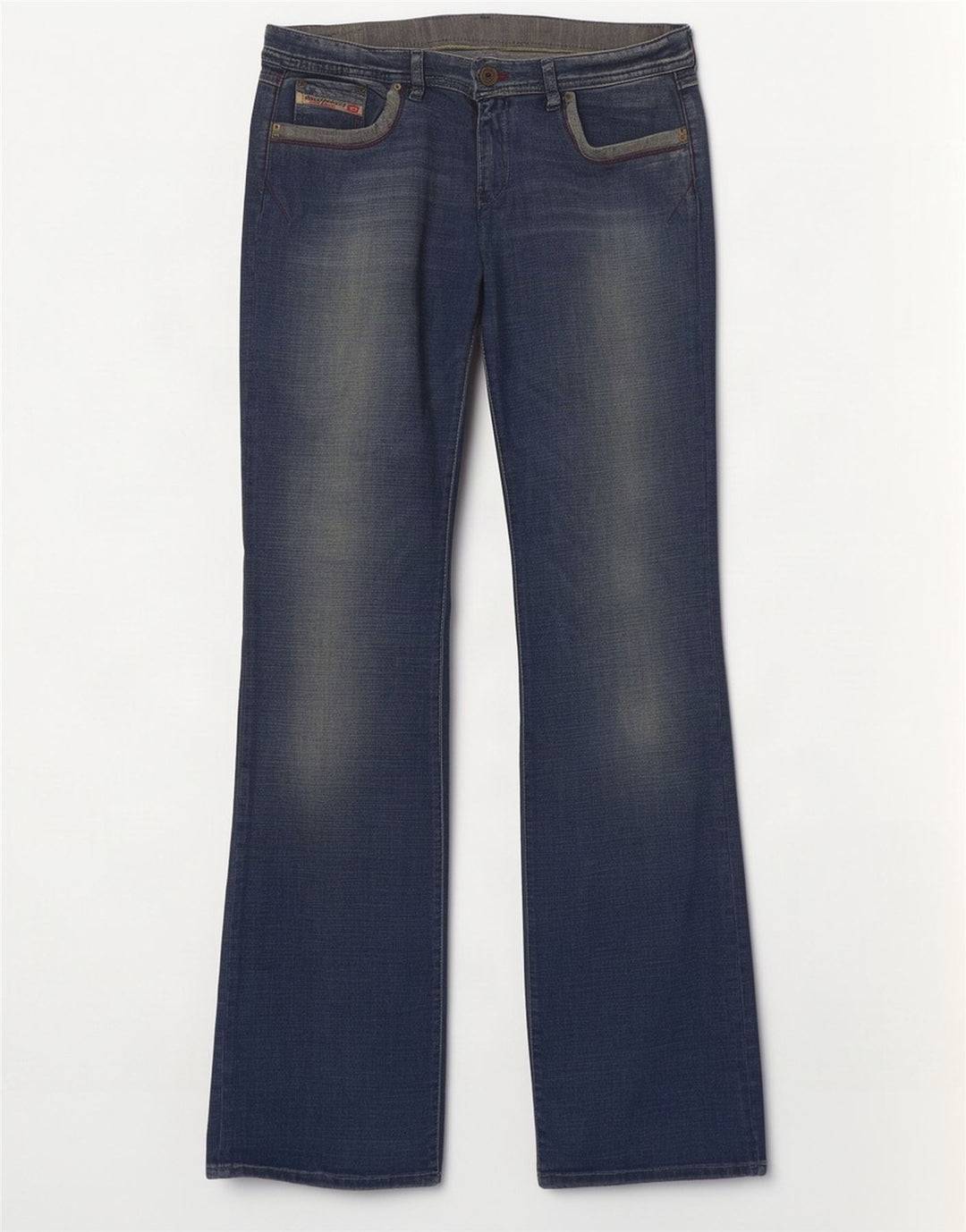 Damskie jeansy Diesel w trudnej sytuacji Bootcut UK 16, duże W32 L33, niebieska bawełna