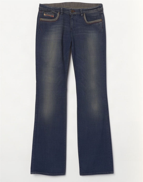 Damskie jeansy Diesel w trudnej sytuacji Bootcut UK 16, duże W32 L33, niebieska bawełna