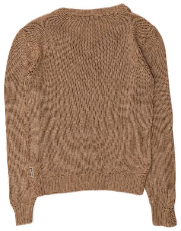 Damski sweter z dekoltem w kształcie litery V, Armani Jeans, UK 14, duży, beżowy, bawełniany
