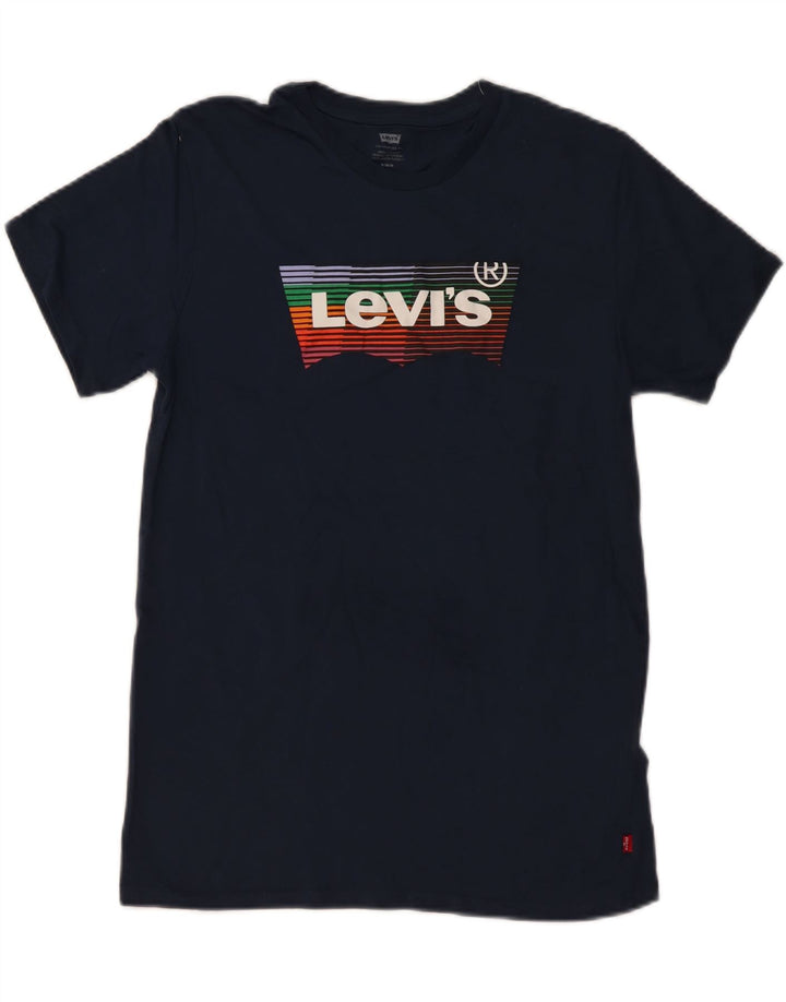 Męski T-shirt z grafiką LEVI'S, średni, granatowy, bawełniany