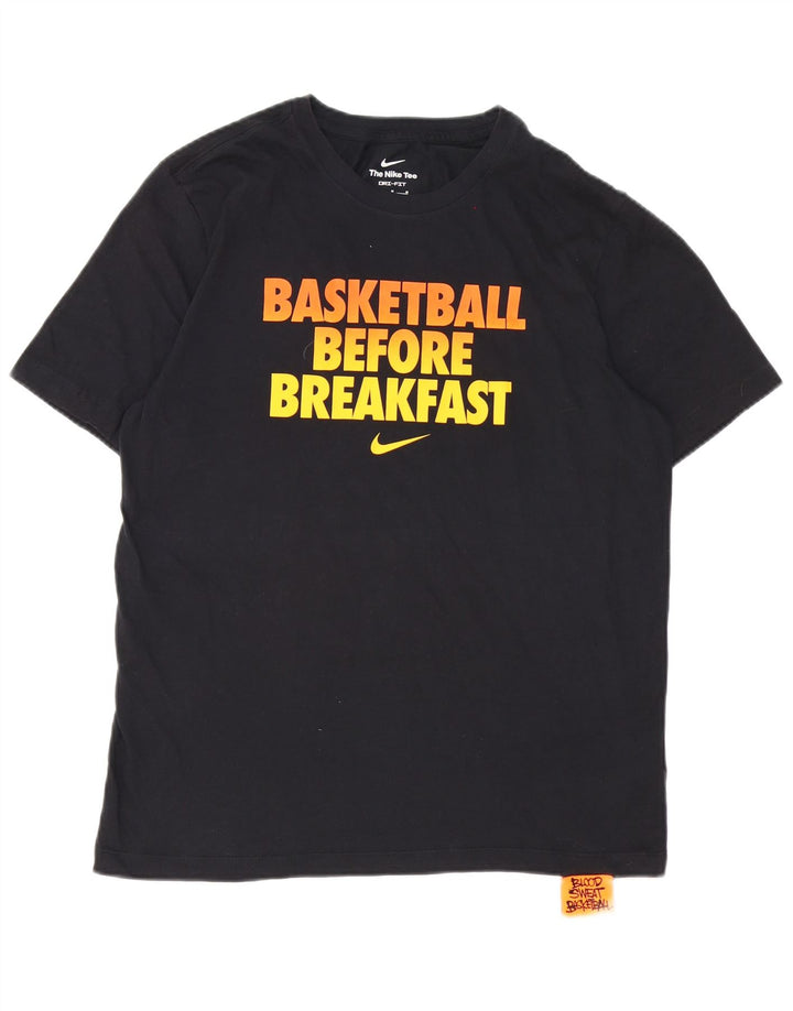 Męski T-shirt z grafiką Nike, średni czarny, bawełniany