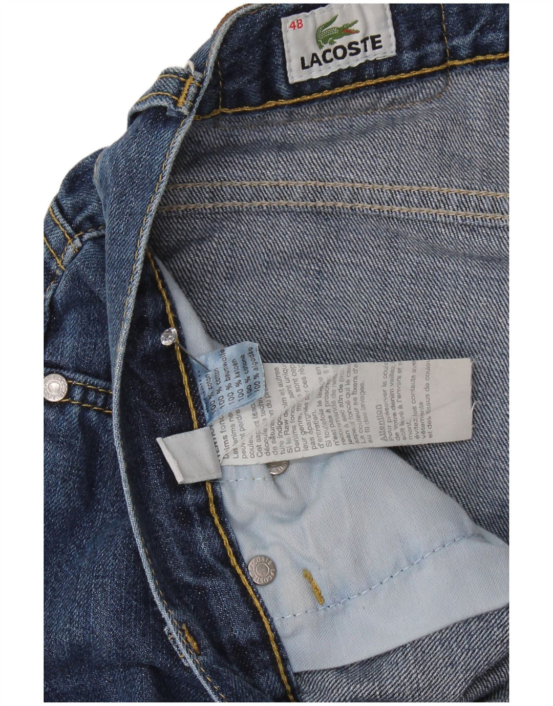 Lacoste Męskie proste dżinsy Rozmiar 48 XL W36 L31 Niebieska bawełna