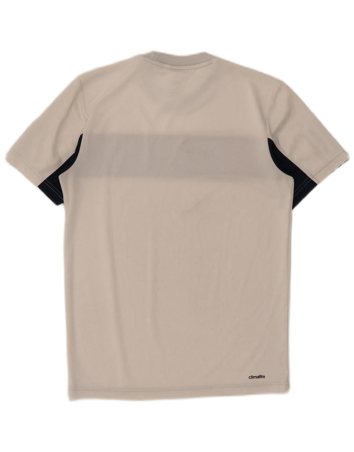 Męski T-shirt tenisowy ADIDAS, mały, biały, poliestrowy blok kolorów