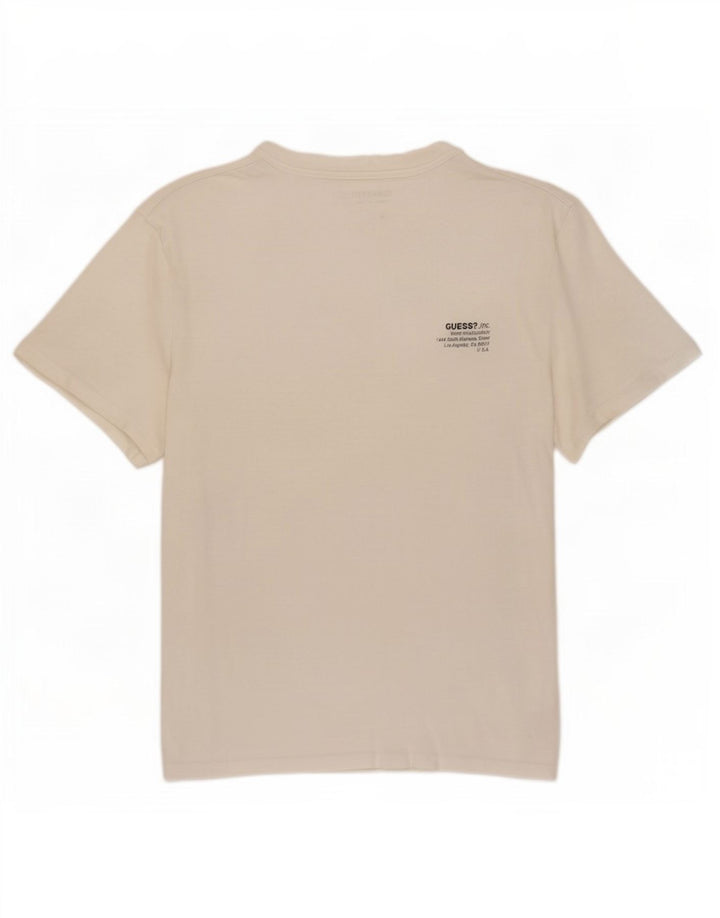 T-shirt męski Guess o regularnym kroju, średniej wielkości, biały, bawełniany