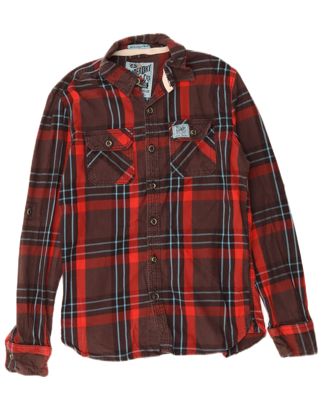 Męska koszula flanelowa Superdry, bawełniana w średnią brązową kratkę