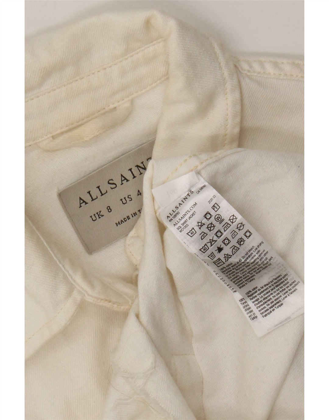 Damska koszula jeansowa oversize All Saints UK 8, mała, biała, bawełniana
