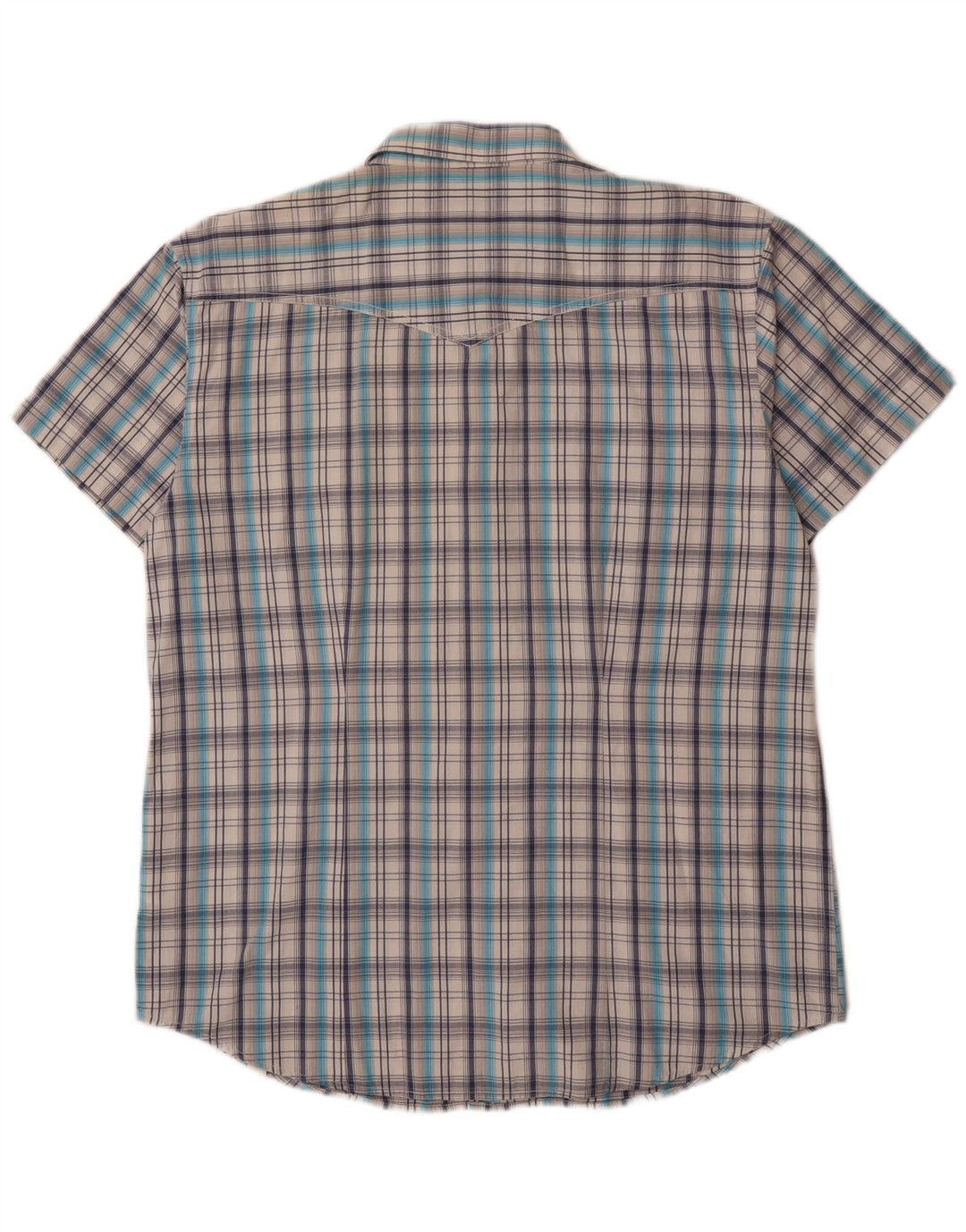 WRANGLER Mens Short Sleeve Shirt XL Blue Check Cotton