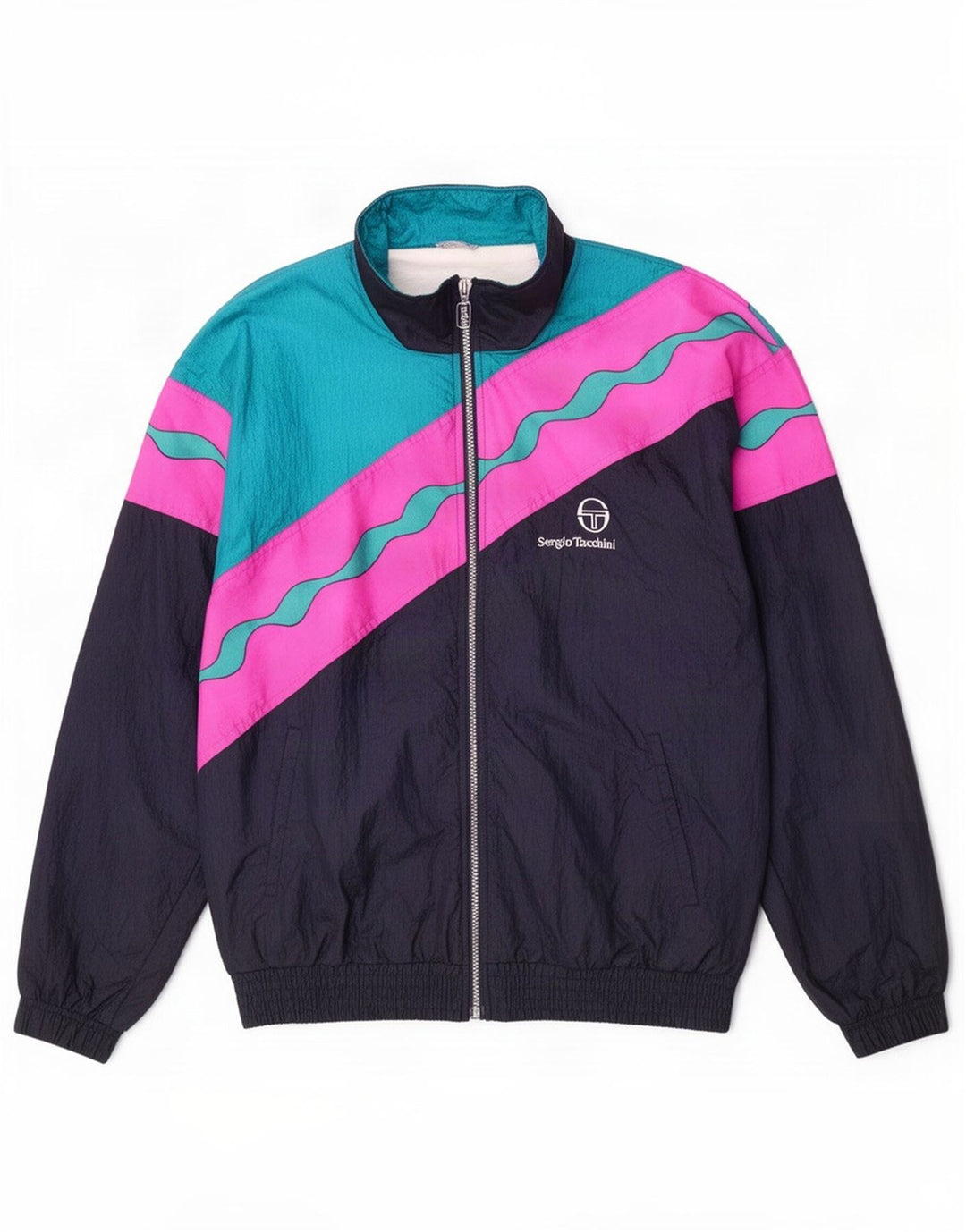 Męska kurtka dresowa Sergio Tacchini IT 46, mała, granatowa, z blokami kolorów