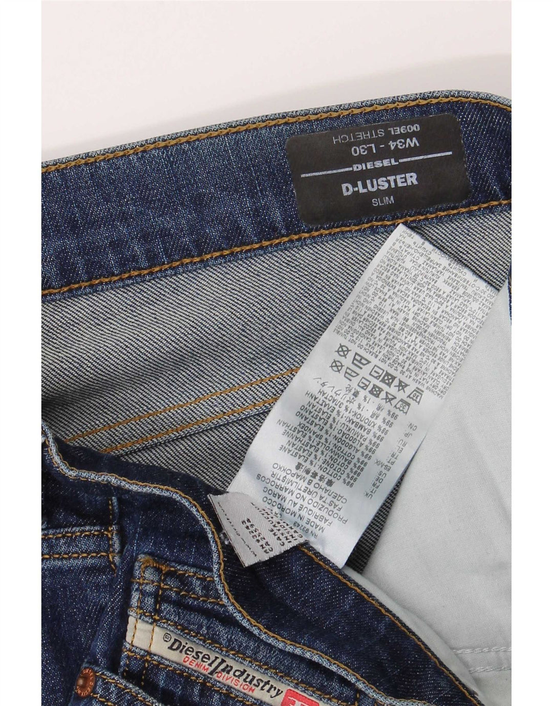 Diesel Męskie D-Luster Slim Jeans W34 L30 Niebieska bawełna
