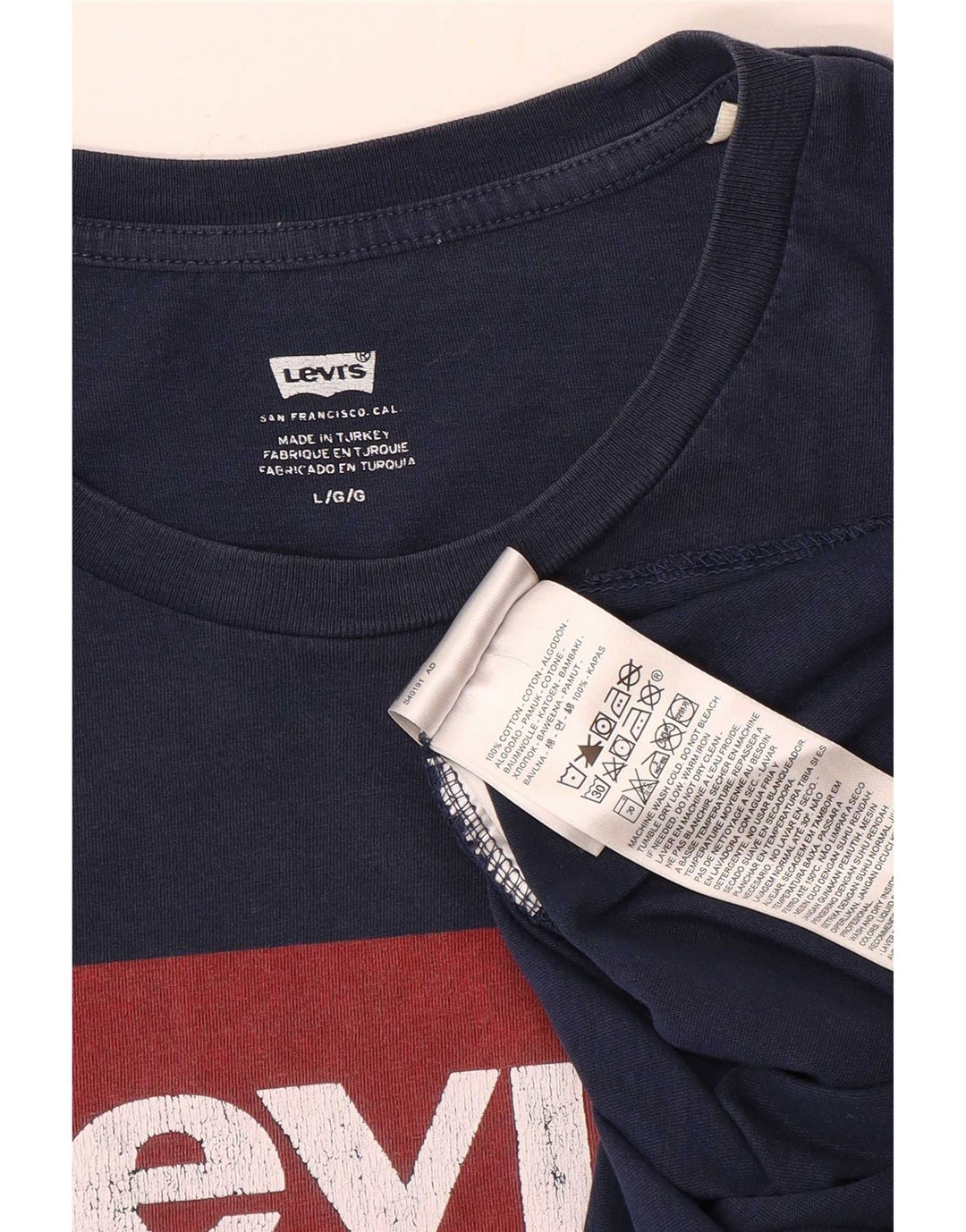 Męski T-shirt z grafiką Levi's, duży, granatowy, bawełniany