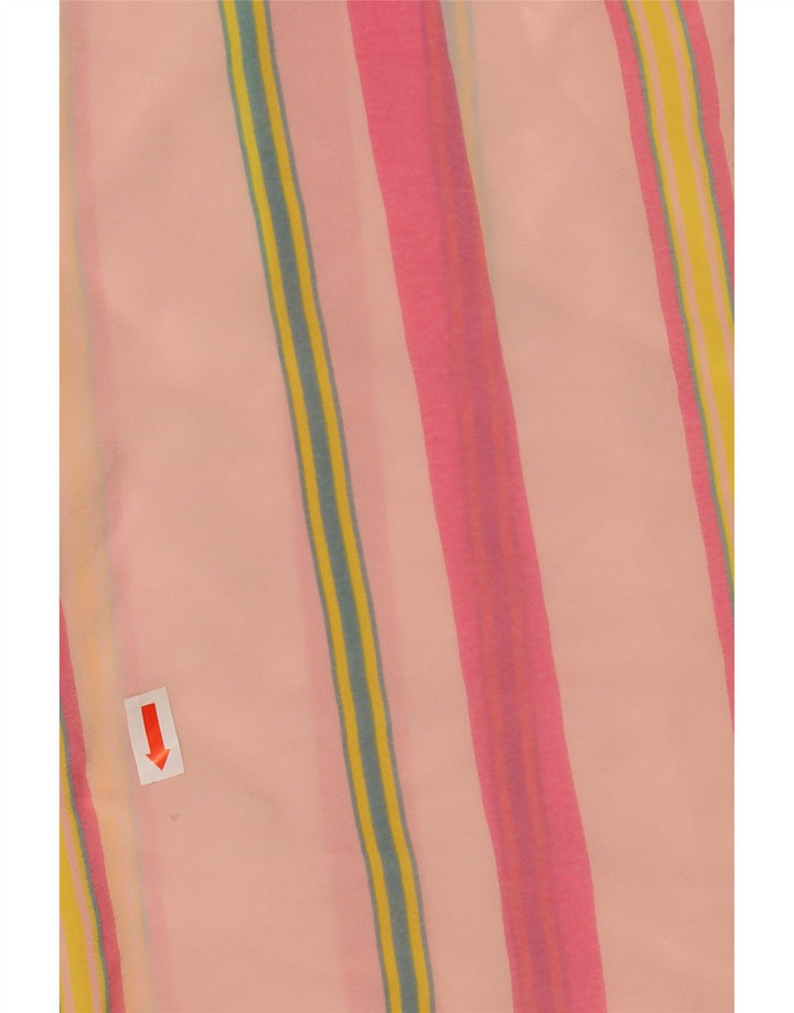 Vintage damska sukienka z rękawami 3/4, prześwitująca, UK 12, średnie różowe paski