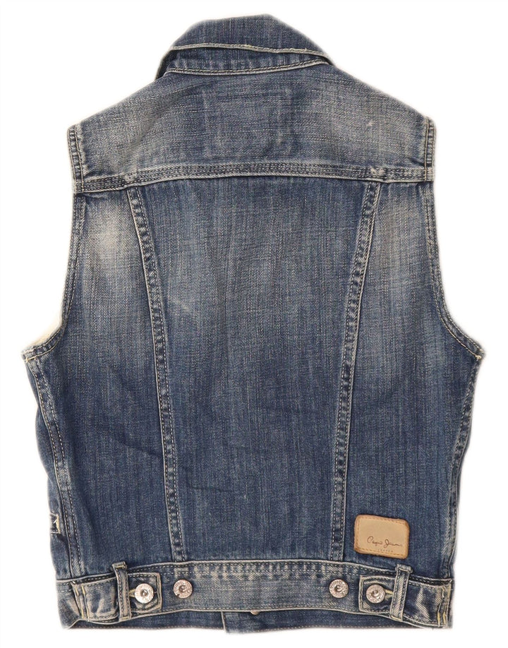 PEPE Jeans Chłopięca dżinsowa kamizelka w trudnej sytuacji, 7-8 lat, średnia niebieska bawełna