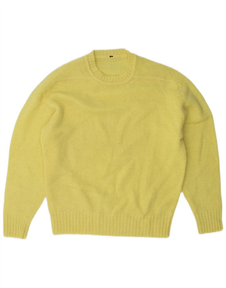 Sweter męski z okrągłym dekoltem w stylu vintage, średnio żółty