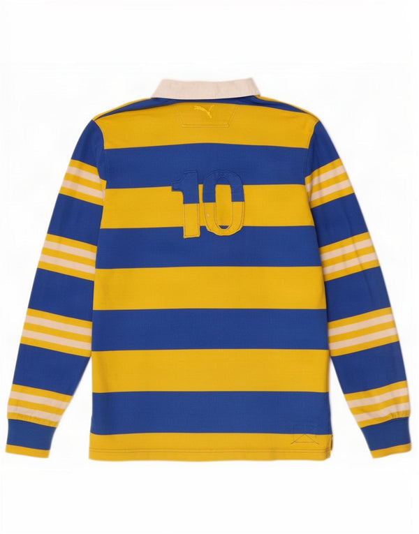 Męska koszulka polo do rugby Puma z długim rękawem, grafiką, średnia, żółta bawełna w paski