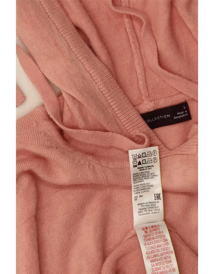 Marks & Spencer Damski sweter z kapturem, oversize, UK 16, duży, różowy